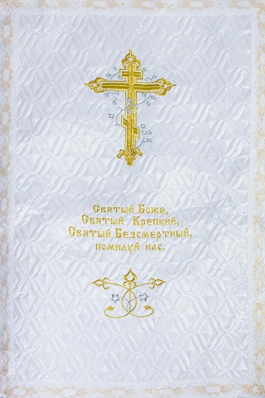 Покрывало атлас «стежка» с православной символикой - Крест