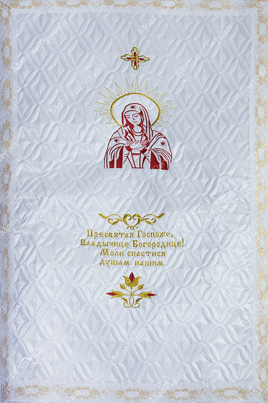 Покрывало атлас «стежка» с православной символикой - Богородица