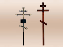 Металлические и деревянные кресты на могилу